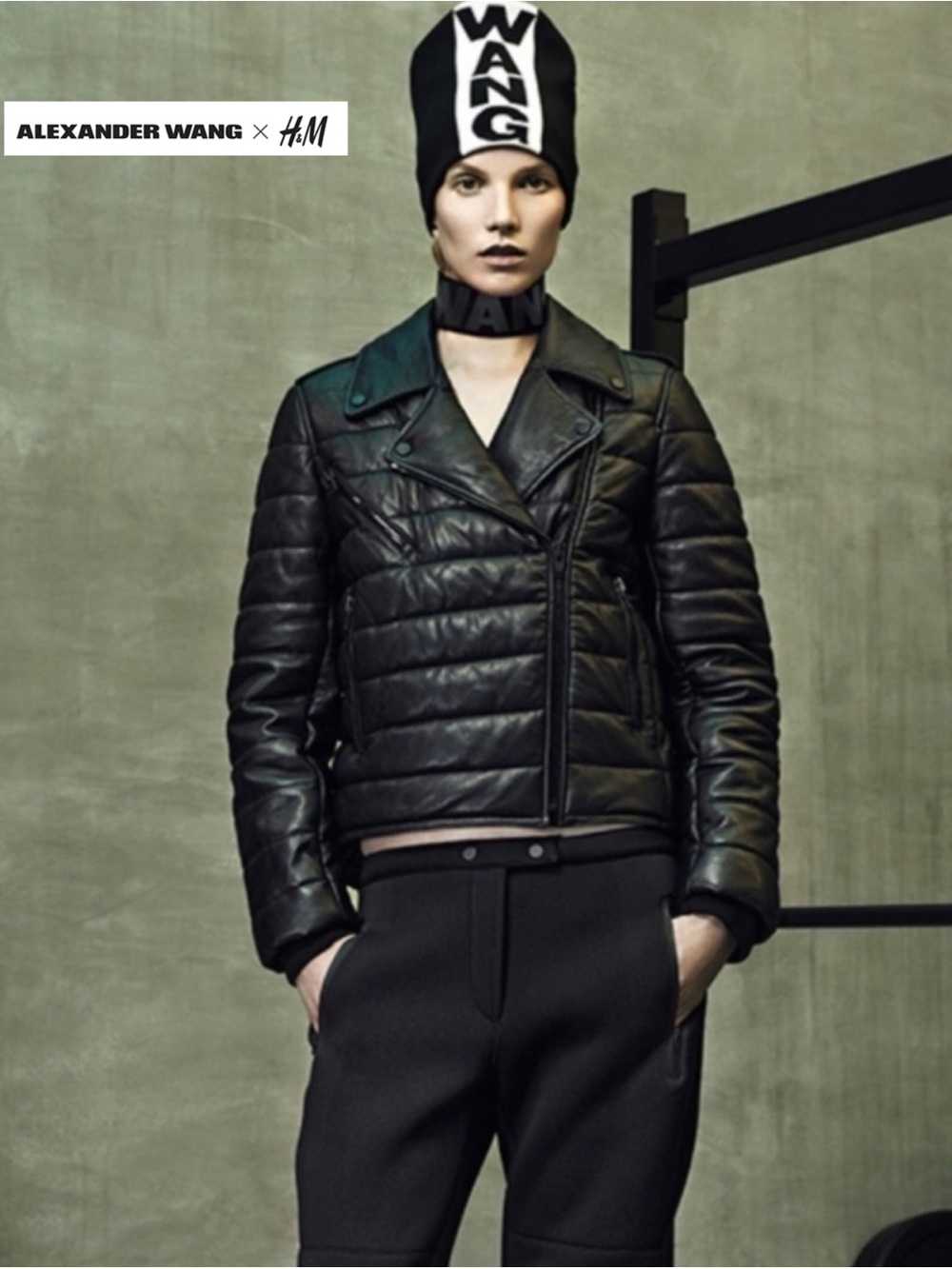 Alexander Wang x H&M Black Genuine Leather Quilted Puffer Jacket Size 4 Black